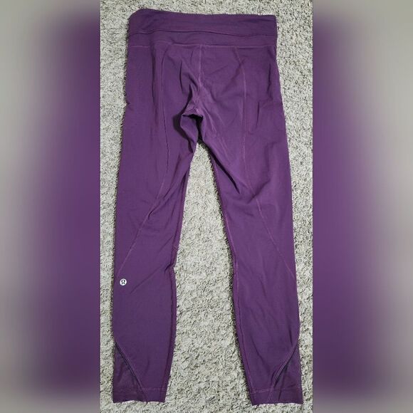 Lululemon Size 6 Inspire Tight II  Plum Mesh Leggings Zip Pockets - Picture 9 of 14